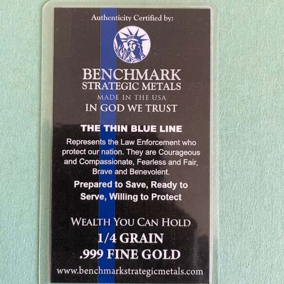 1/4 Grain Pure Gold - Benchmark Fine pure 24K .999 Gold - Picture 6 of 8